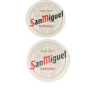 San Miguel Especial Beer Coasters Set of‎ 2 Vintage Style Bar Pub Mats